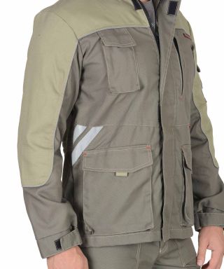 Куртка 'ВЕСТ-ВОРК' (М) удлинённая т.оливковый со св.оливковым пл. 275 г/кв.м