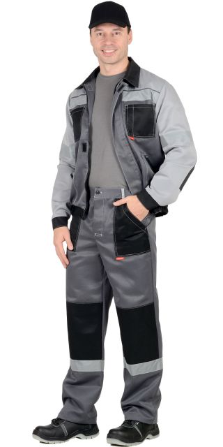 Костюм 'ЛИГОР' с брюками т.серый с серым/чёрным (до 62 размера)