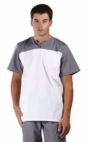 Блуза Стоматолог цв.белый с серым