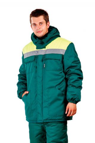 Куртка ' Эксперт-Люкс' с СОП удлинённая цв. зелёный с жёлтым