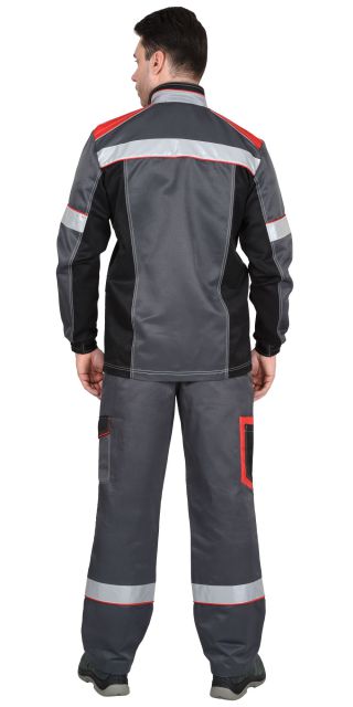 Костюм 'ПОЛИНОМ' куртка, брюки т.серый со светло-серым/ чёрным и красным