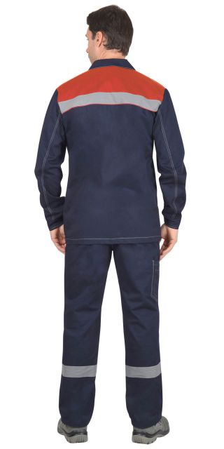 Костюм 'СФЕРА' куртка, брюки, 100% х/б, тк.Саржа пл. 270 г/кв.м, цв.т.синий/красн.