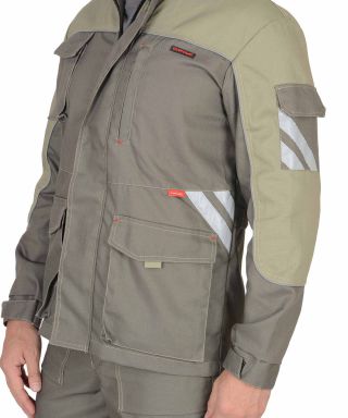 Куртка 'ВЕСТ-ВОРК' (М) удлинённая т.оливковый со св.оливковым пл. 275 г/кв.м