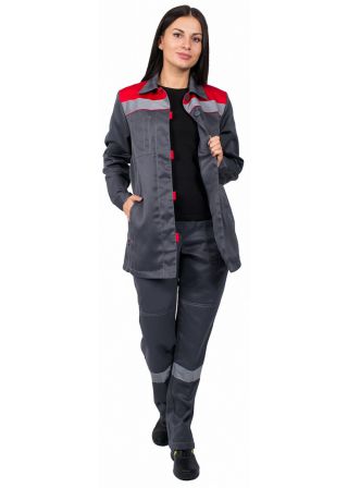 Костюм 'ВЕСНА-1' с брюками женский цв. серый/красн.