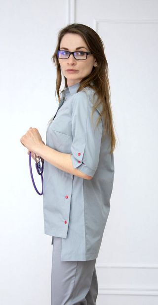 Блуза АЛИНА, тк.тиси, цв. серый