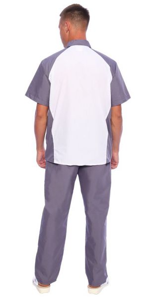 Костюм мед. мужской (М-02-90), тк.тиси, серый/бел.