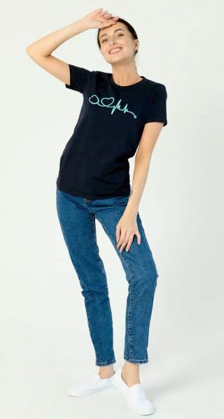 Футболка мед. с принтом, цв.т.синий