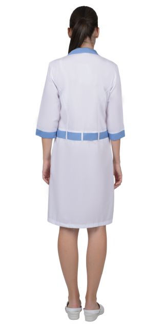 Халат ЕВА, тк.смесовая, цв.белый/голубой