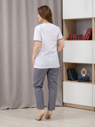 Костюм ИРИДА (М-180) на кнопках, тк.тиси, цв.бел/графит