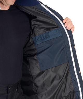 Куртка 'ФОРВАРД' : зимняя, опушка нат.мех, цв. т-синий