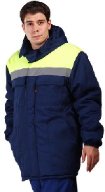 Куртка ' Эксперт-Люкс' с СОП удлинённая цв. т.синий с жёлтым