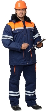 Костюм 'ЛИДЕР' зимний: куртка дл., полукомбинезон т.синий с оранжевым и СОП