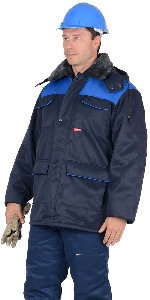 Куртка 'ПРОФЕССИОНАЛ' дл.,зимняя тёмно-синяя с васильковым