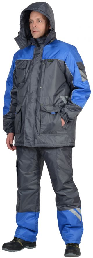 Костюм 'ФОТОН' зимний: куртка дл., брюки тёмно-серый с васильковым и СОП-25 мм.