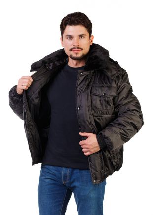 Куртка Оперативника утеплённая цв.чёрный, воротник иск.мех