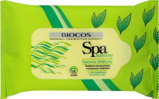 Влажные салфетки Biocos «Spa Aroma» — с экстрактом зеленого чая 15шт.