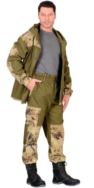 Костюм 'ГОРКА' куртка, брюки (п-но палаточн.+отделка тк.Кроун) КМФ Саванна