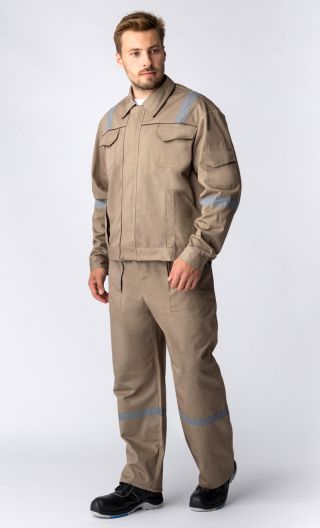 Костюм 'РЕСПЕКТ' (тк.Саржа,250) брюки, бежевый/коричневый