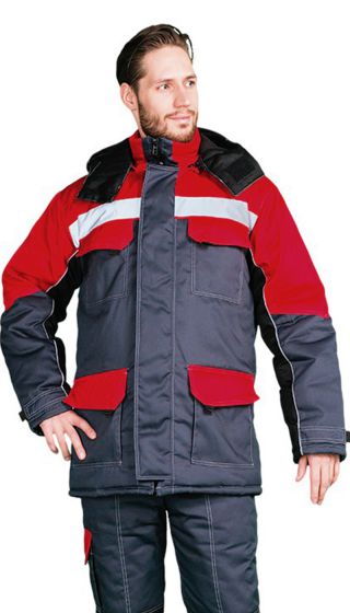 Костюм 'Сибиряк' зимний, тк. Твилл куртка+п/к, т.серый/красный, с СОП