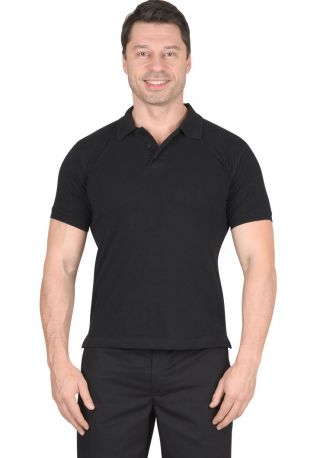 Рубашка 'ПОЛО' короткие рукава черная, рукав с манжетом, пл. 180 г/кв.м.