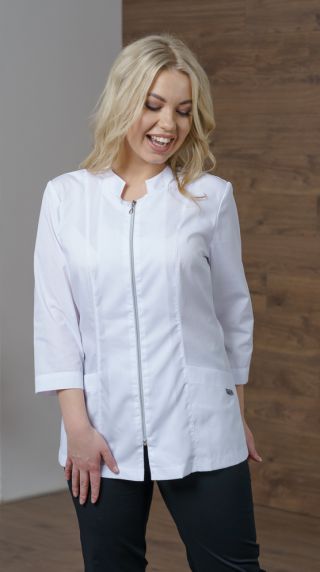 Блуза ИРИДА (М-262) на молнии, тк.тиси, цв.белый