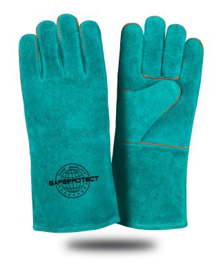 Краги спилковые КАМЧАТКА Safeprotect бирюзовые (флисовая подкладка), р.10,5