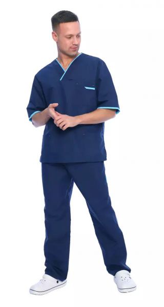 Костюм хирурга муж. (М-02-24), тк.тиси, цв.син/голубой